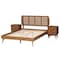 Baxton Studio Asami Mid-Century Modern Walnut Brown Finished Wood and Woven Rattan Full Size 3-Piece Bedroom Set 242-11116-9407-11298-11298-ZORO - alternate 5
